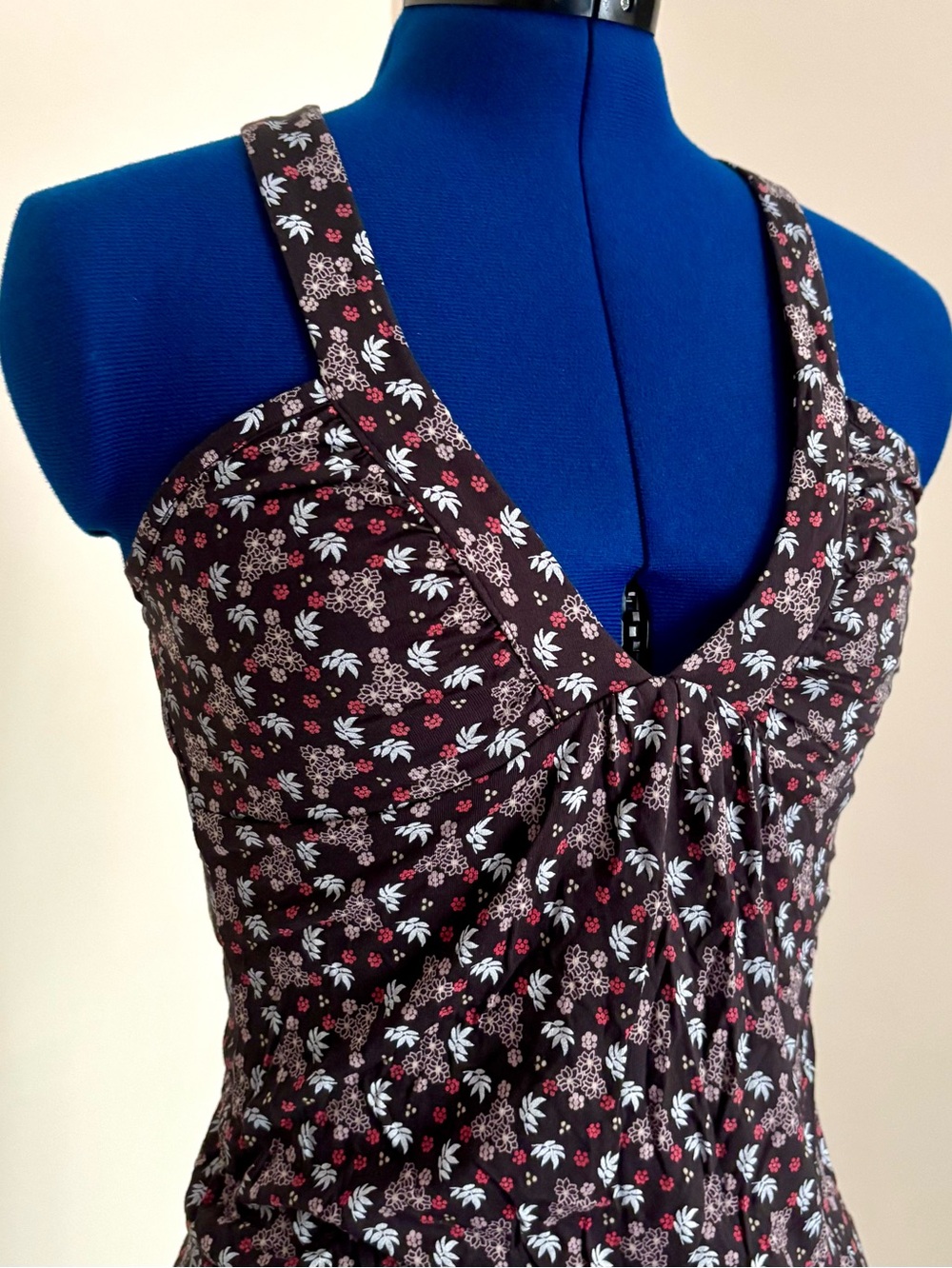 Oilily Ditsy Floral Ruched Halter/V-Neck Tank Top S